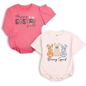 Happy Easter Baby Outfit Set, 2PCS First Easter Romper for Baby. 6-12 months